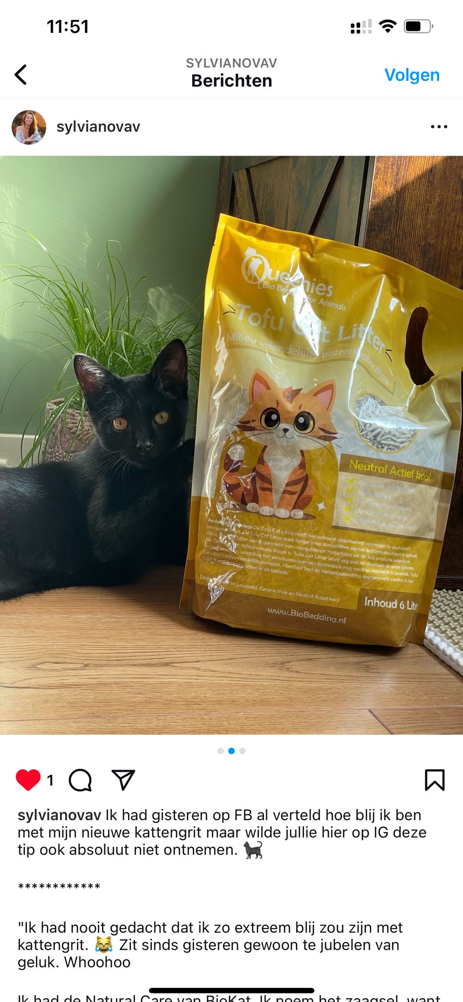 Tofu cat litter op Instagram